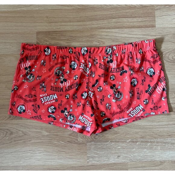 Disney 100 Womens 2XL (18W-20W) Orange Mickey Mouse Club Shorts Drums Ears - Picture 1 of 5